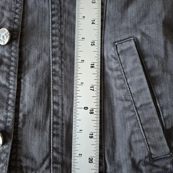 FOX Y2K Gray Denim Jacket Women XS Fitted Trucker Vintage Style - Picture 8 of 8